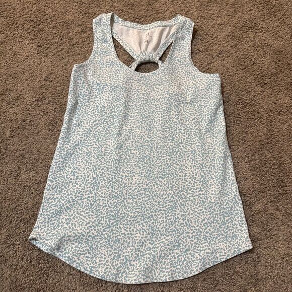 H Halston Open Back Tank Workout Sleeveless Top Size M Blue Lightweight Athletic - Picture 1 of 8
